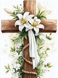 White lilies on sacred wood