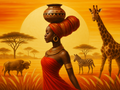 Beauté africaine au soleil couchant