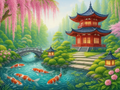 Red pagoda by the water