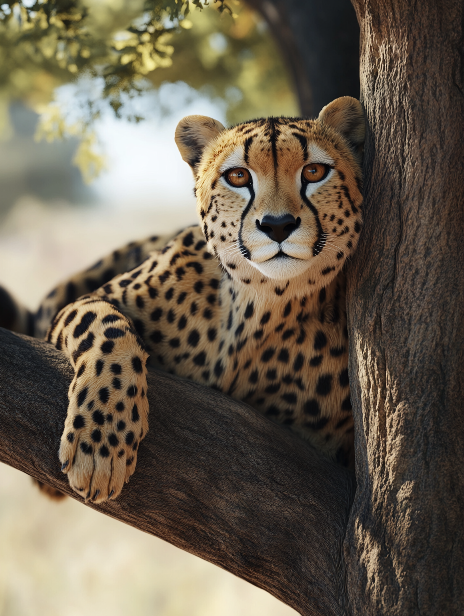 Royal pause: Cheetah on its perch