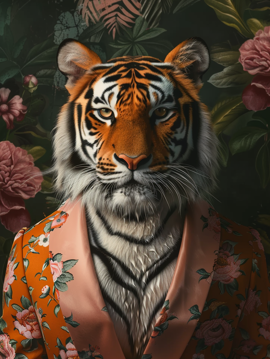 Tiger in a Floral Suit