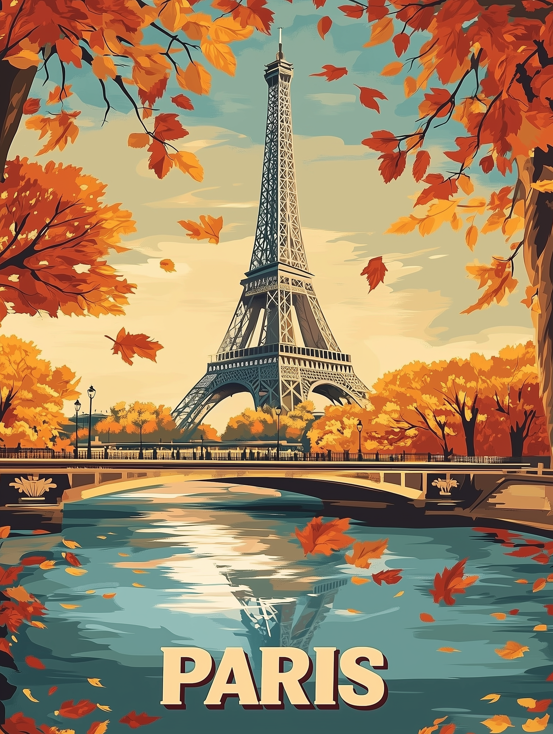 Tour Eiffel et reflets d’automne