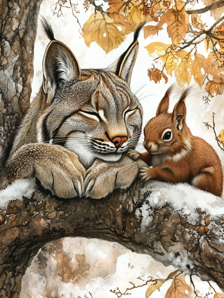 Complicity between lynx and squirrel