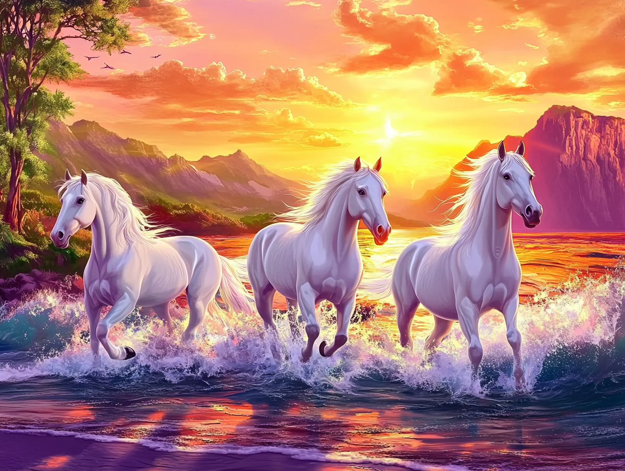 Danse équestre au coucher du soleil
