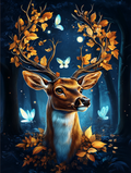 Cerf enchanté sous la lune