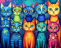 A gallery of feline gazes