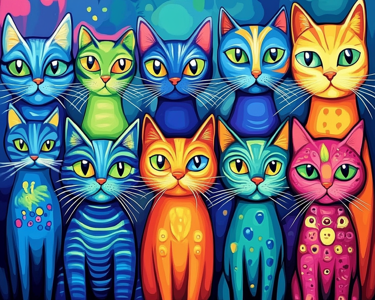A gallery of feline gazes