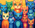 Palette of colorful cats