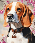 Portrait d’un beagle au printemps