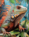 The iguana's piercing gaze