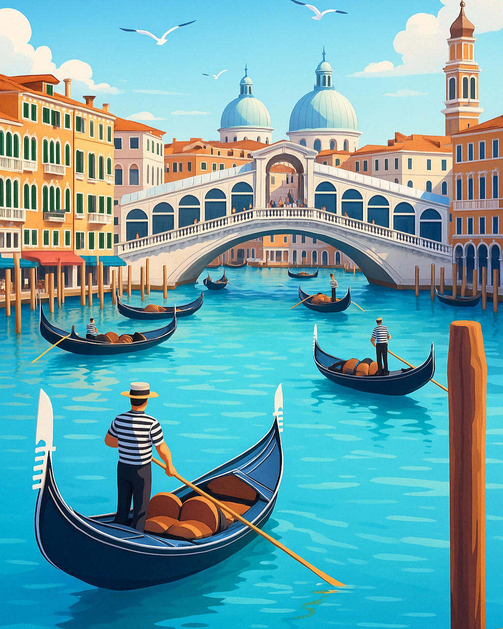 Gondoles sous le pont Rialto