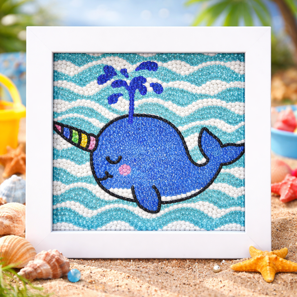 La baleine rêveuse – Mini Cadre avec Pied Support