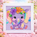 Le petit éléphant fleuri – Mini Cadre avec Pied Support