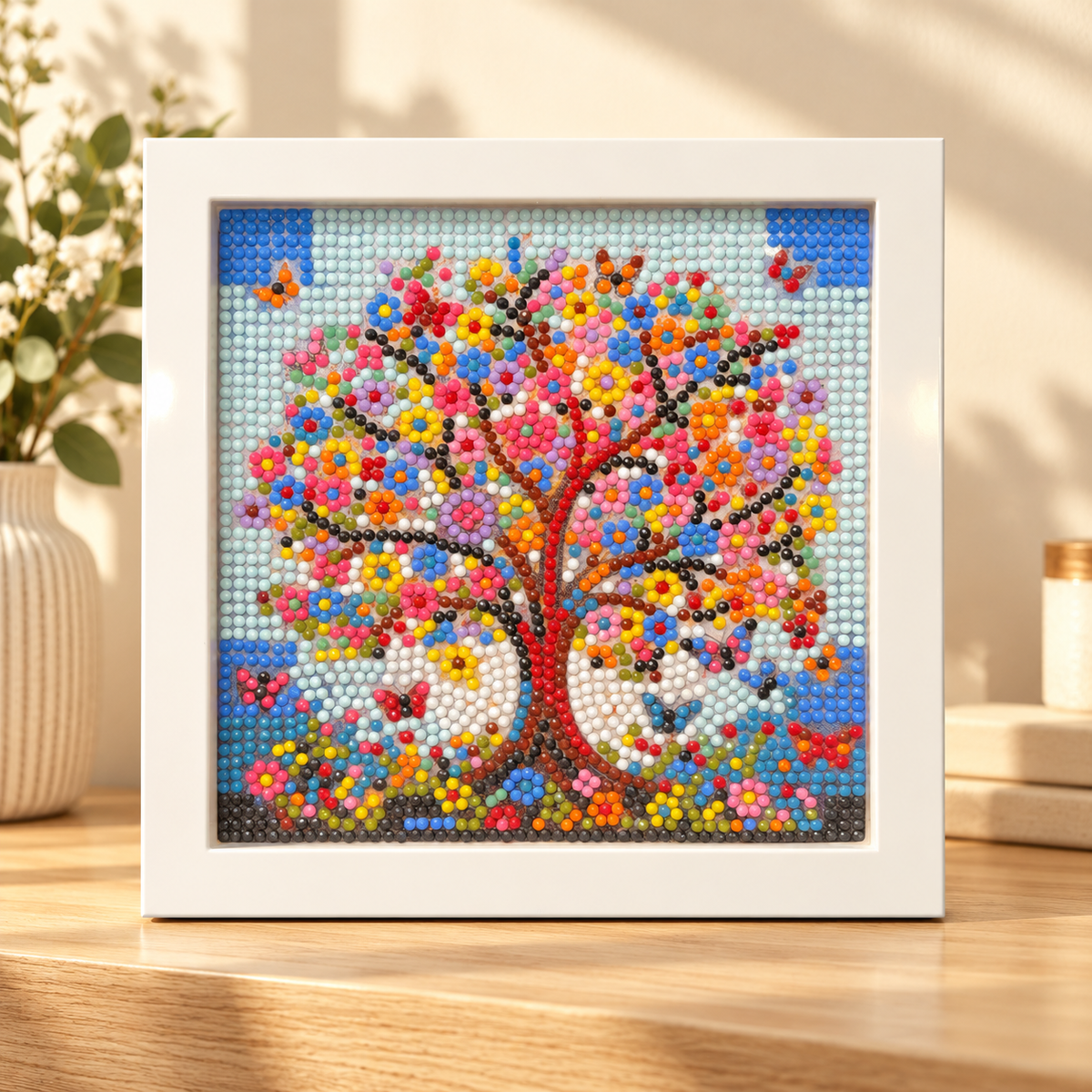 Arbre magique aux papillons – Mini Cadre avec Pied Support