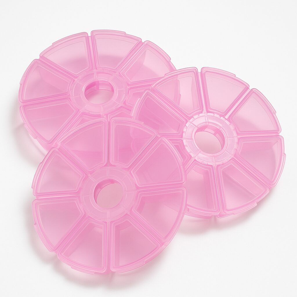 Boîte ronde 8 compartiments pour rangement de diamants