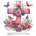 Croix Fleurie et papillons – Objet Décoratif sur Pied