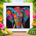Multi-Colored Elephant Portrait – Mini Frame with Stand