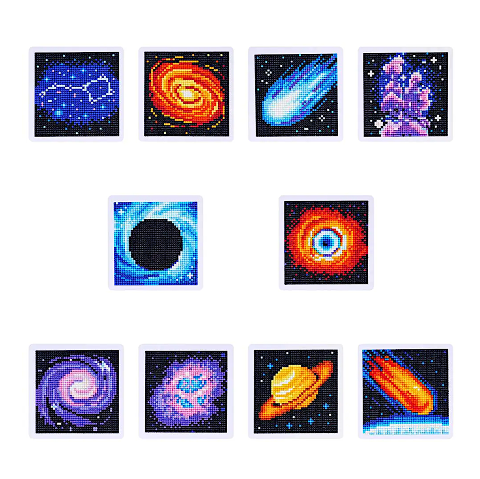 Lot de 10 Mini Diamond Painting – Exploration Galactique