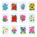 Set of 12 Mini Diamond Paintings – Garden Flowers