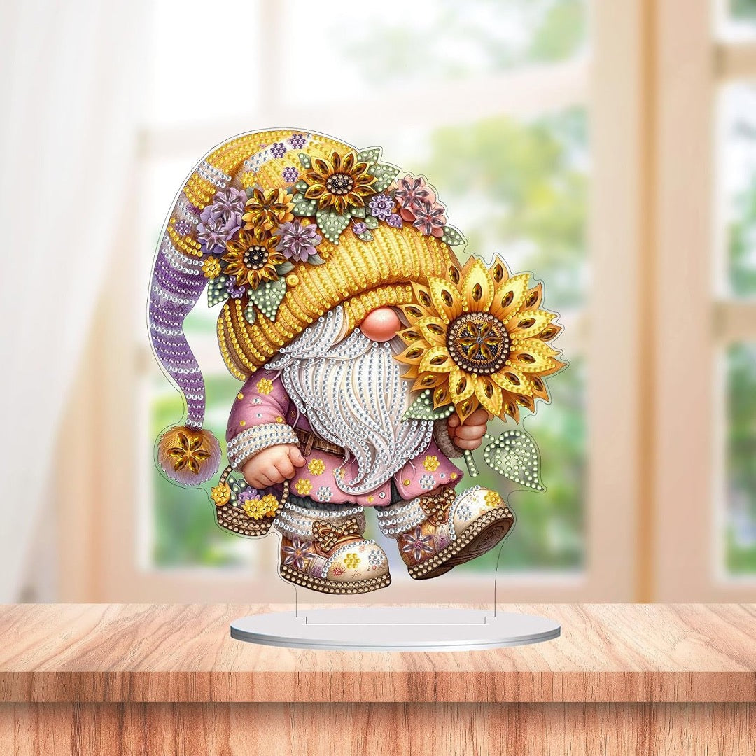 Gnome and Radiant Sunflower – Standing Decorative Object