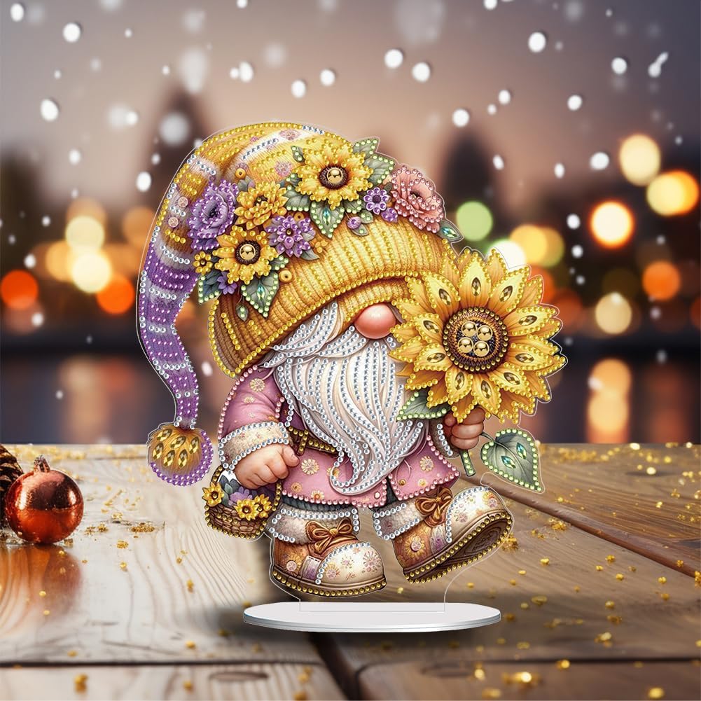 Gnome and Radiant Sunflower – Standing Decorative Object