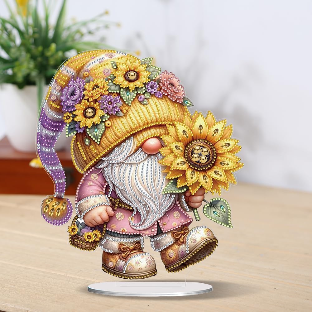 Gnome and Radiant Sunflower – Standing Decorative Object