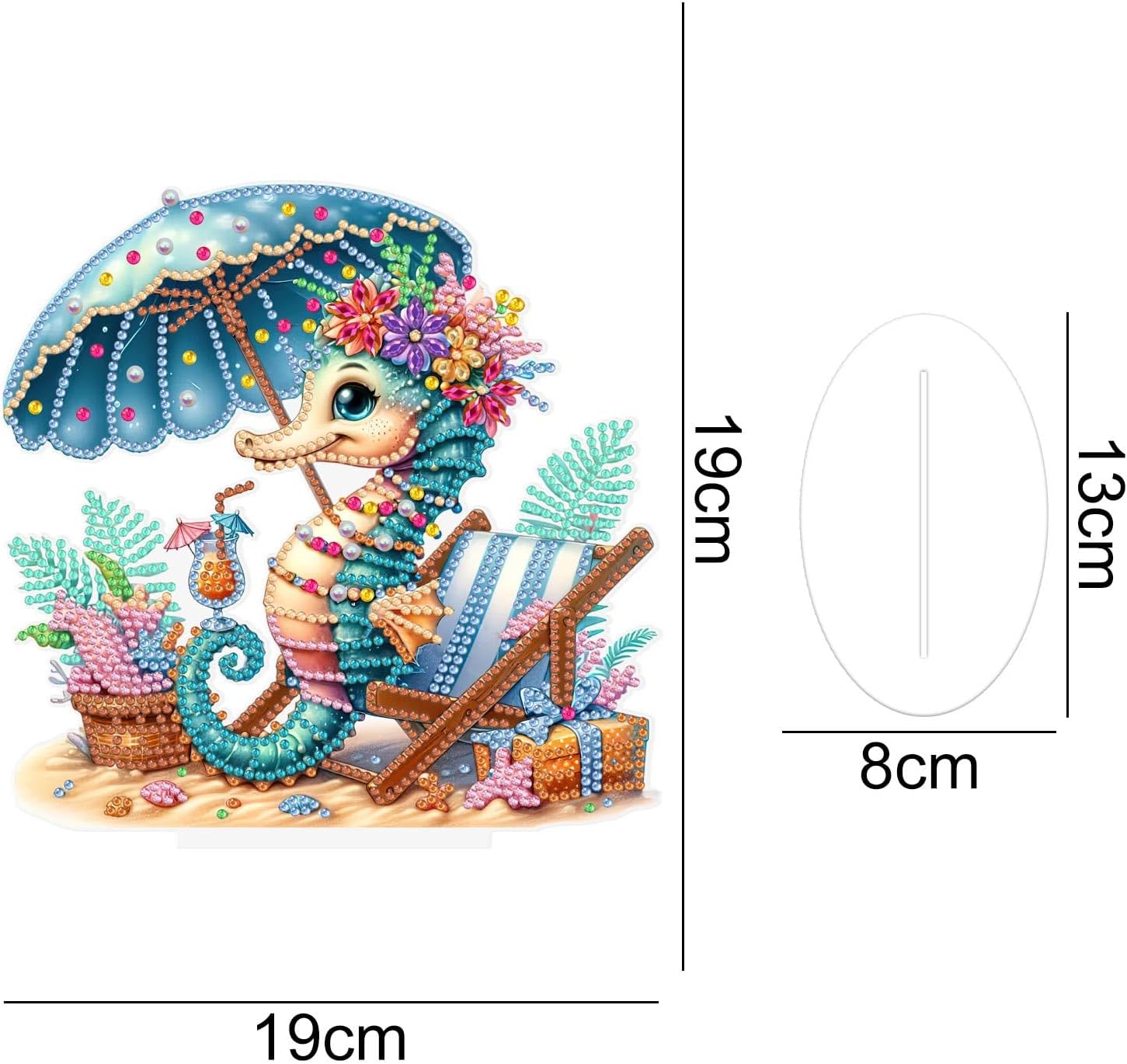 L’hippocampe au parasol – Objet Décoratif sur Pied