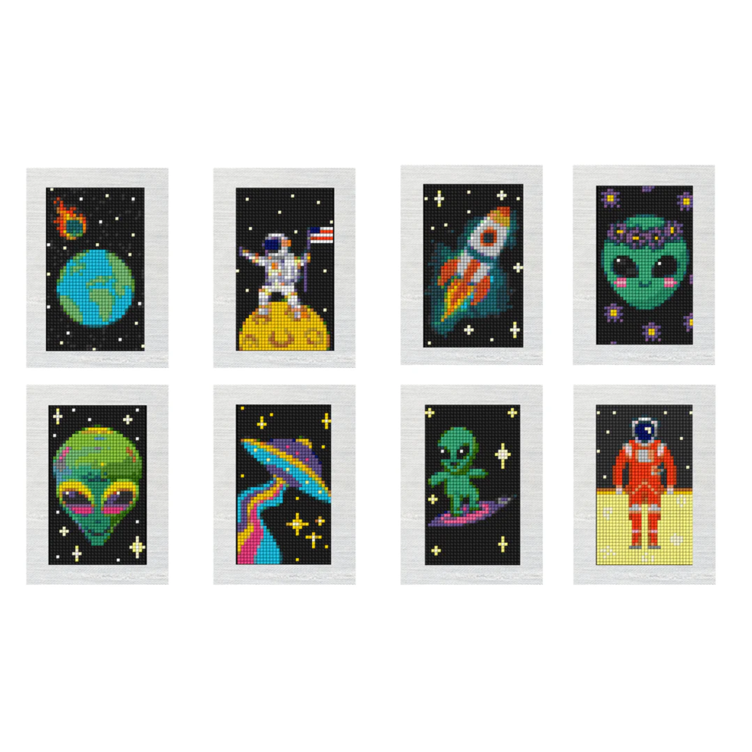 Lot de 8 Mini Diamond Painting – L’univers et des extraterrestres
