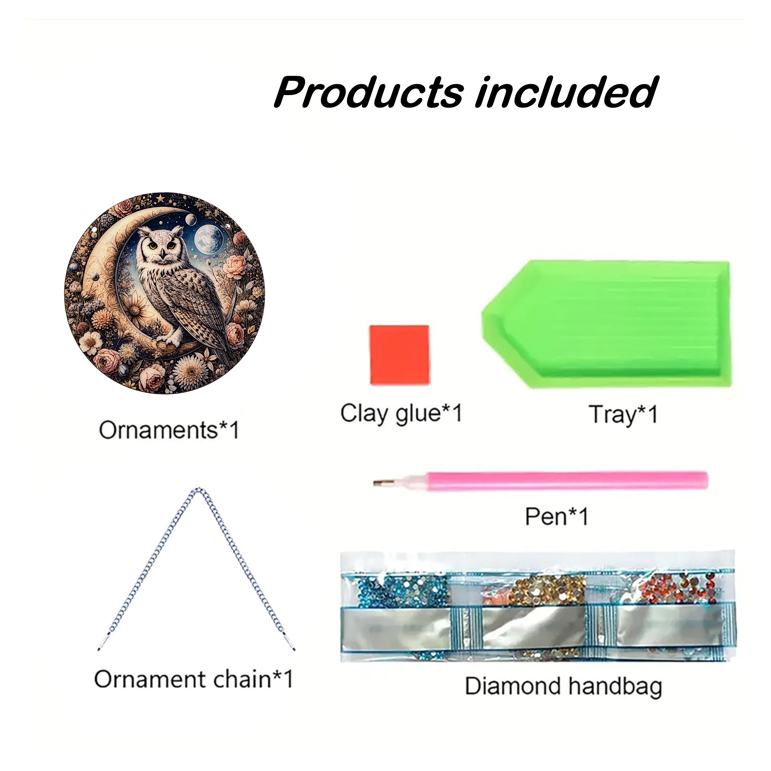 La Chouette Mystique  – Suspension en Broderie Diamant