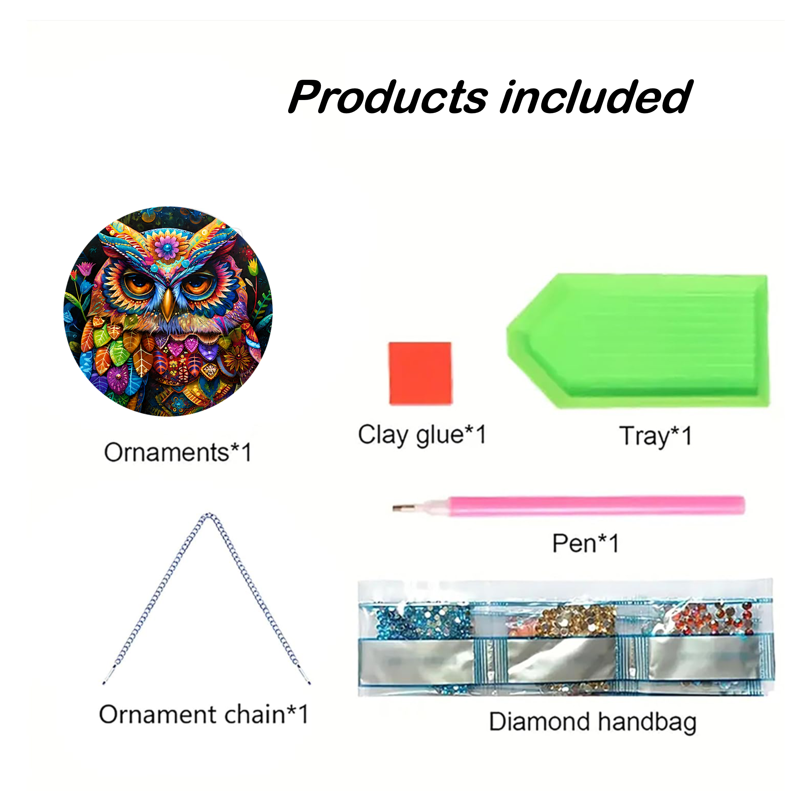 La chouette aux mille couleurs – Suspension en Broderie Diamant
