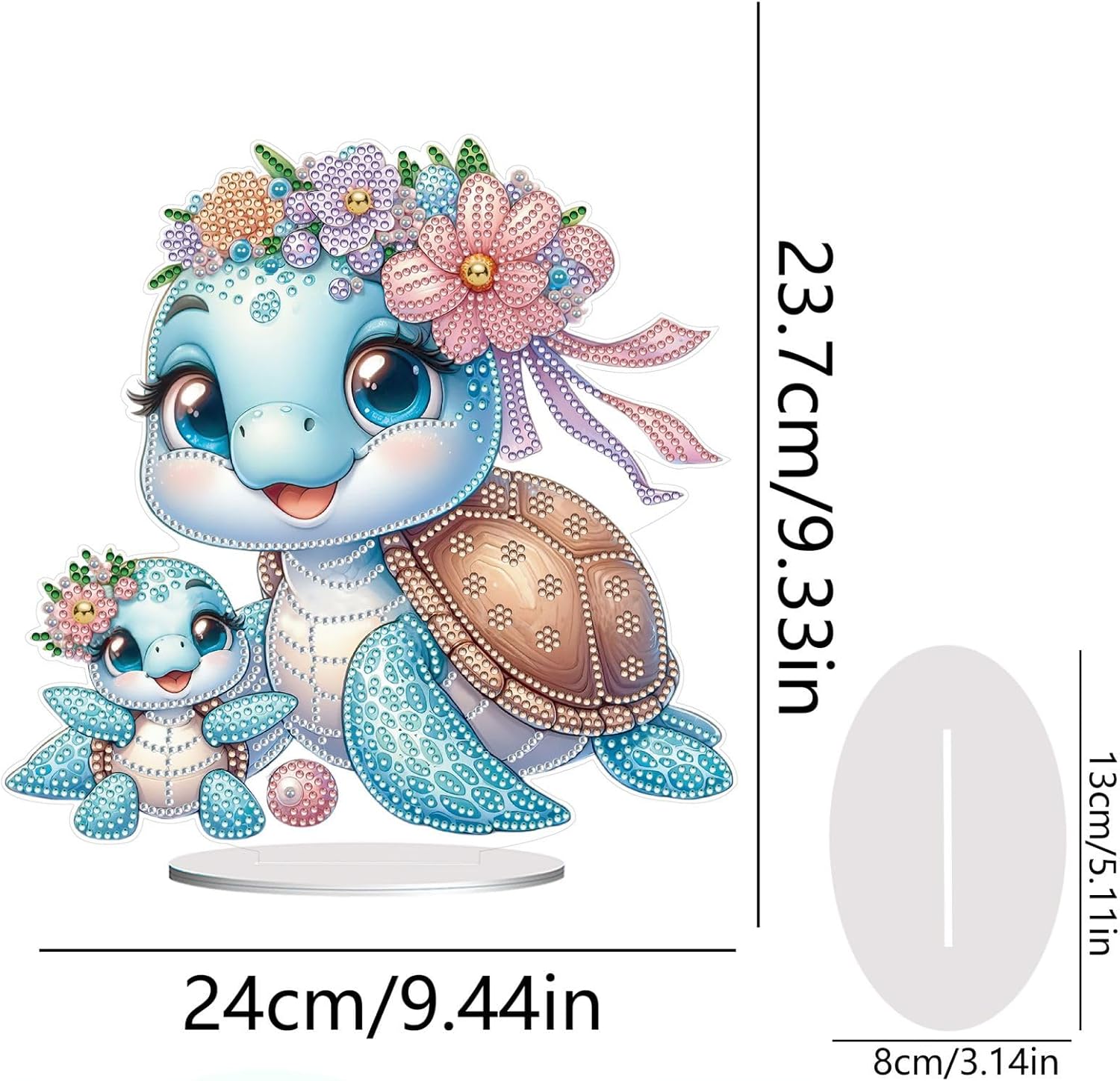 Maman Tortue et son Bébé – Objet Décoratif sur Pied