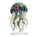 Méduse et Fleurs Aquatiques – Objet Décoratif sur Pied