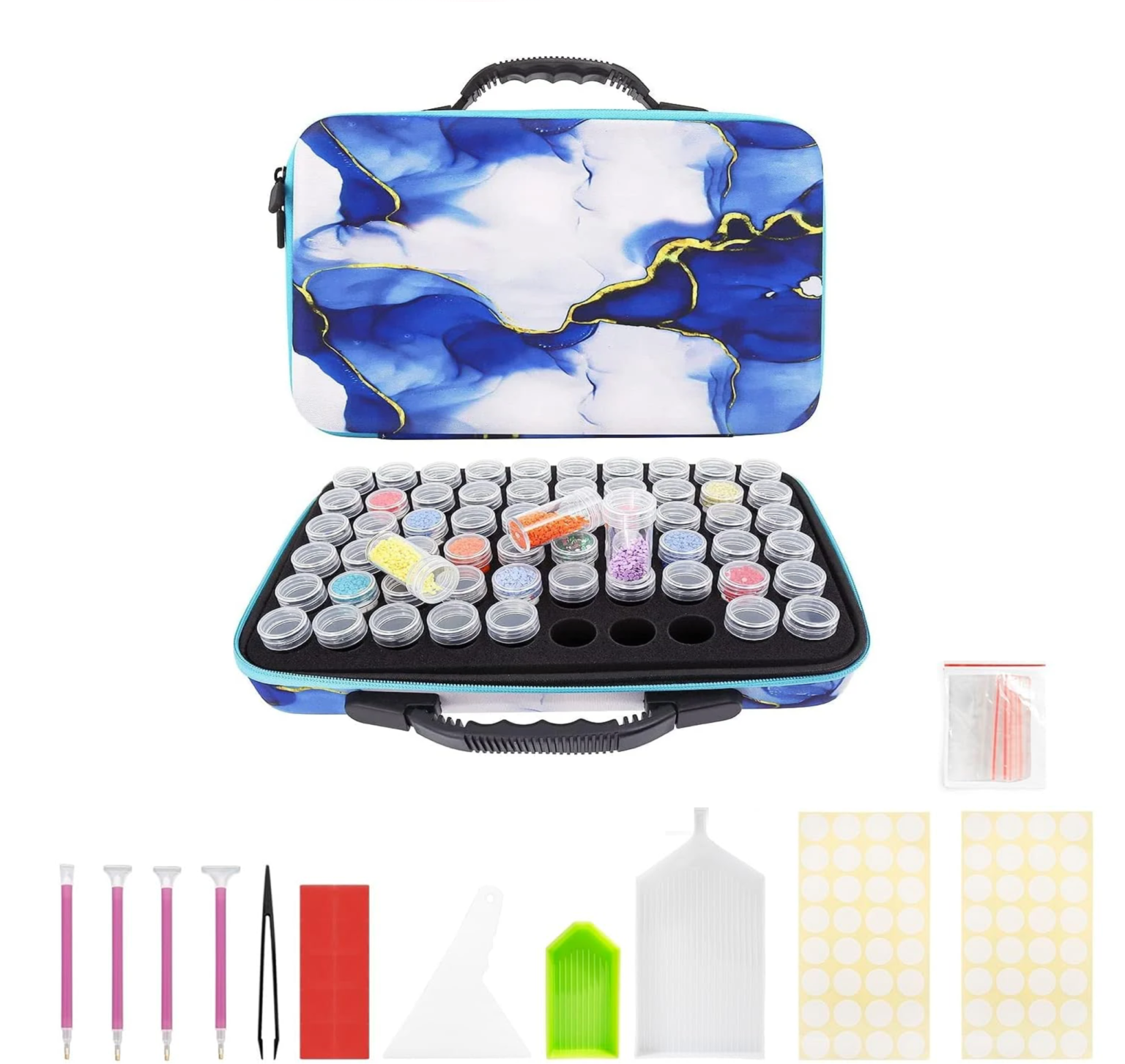 Valise 60 compartiments – Motif Bleu Marbré