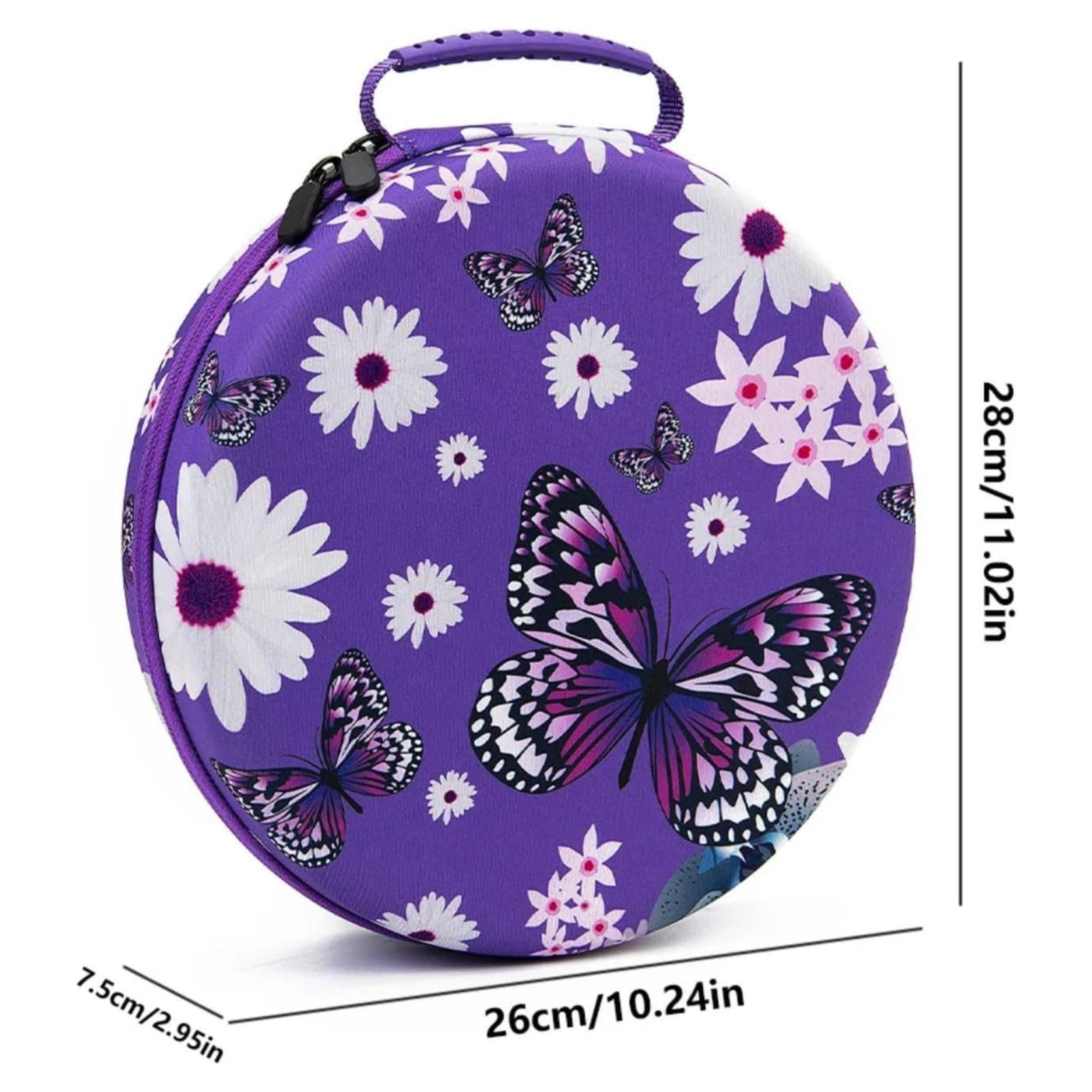 Valise Ronde 60 compartiments – Motif Floral et Papillons violets