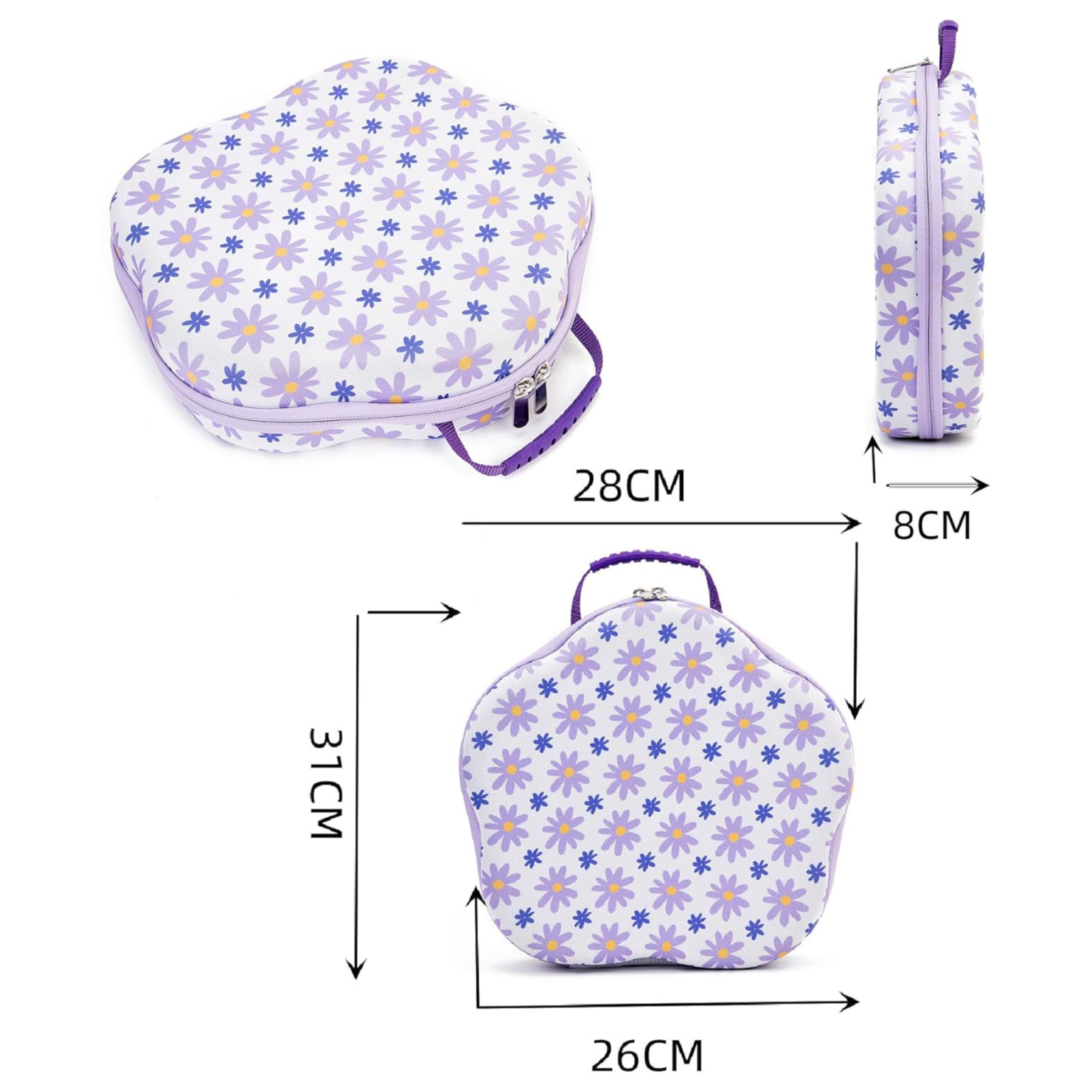 Valise Florale avec 70 Compartiments – Motif Marguerites Violettes