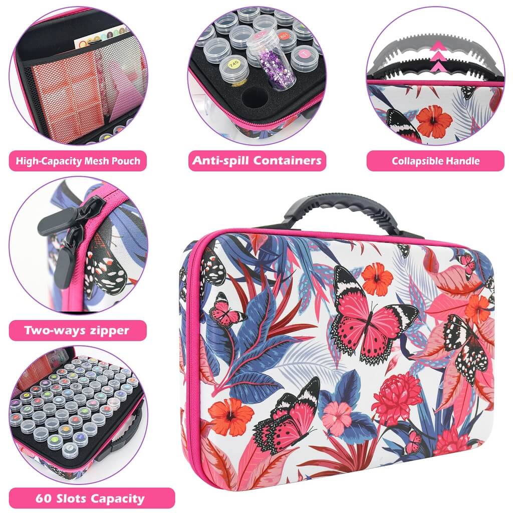 Valise 60 compartiments – Motif Papillons Tropicaux