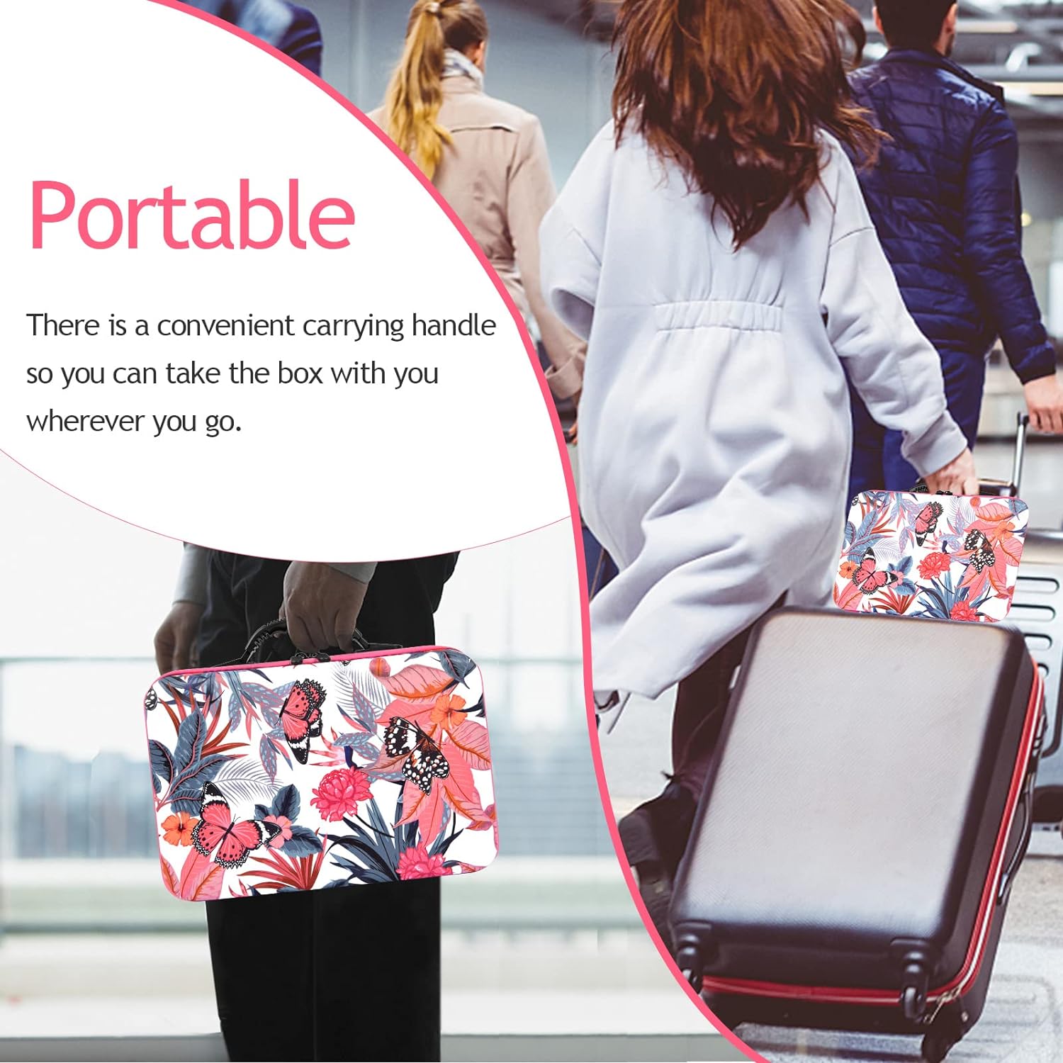 Valise 60 compartiments – Motif Papillons Tropicaux