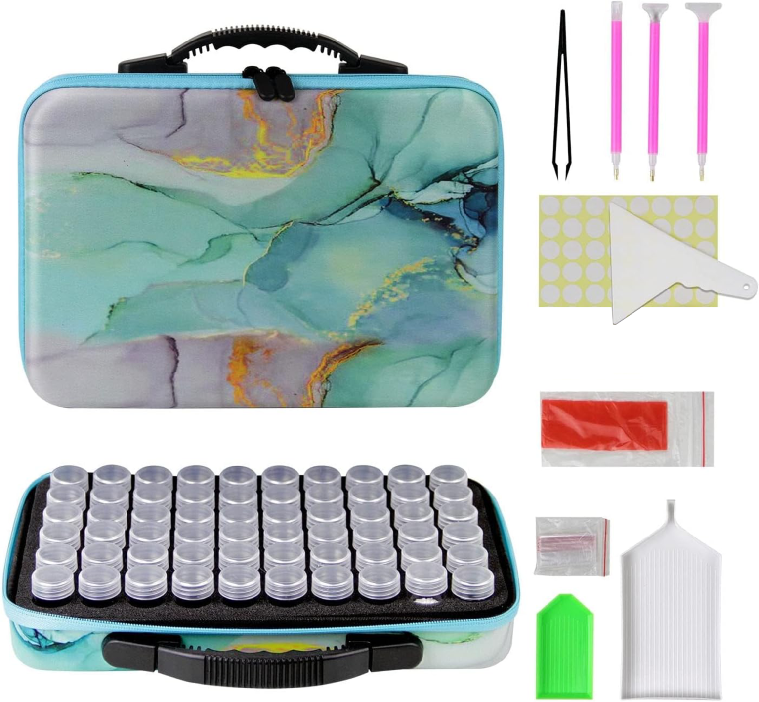 Valise 60 compartiments – Motif Vert Marbré