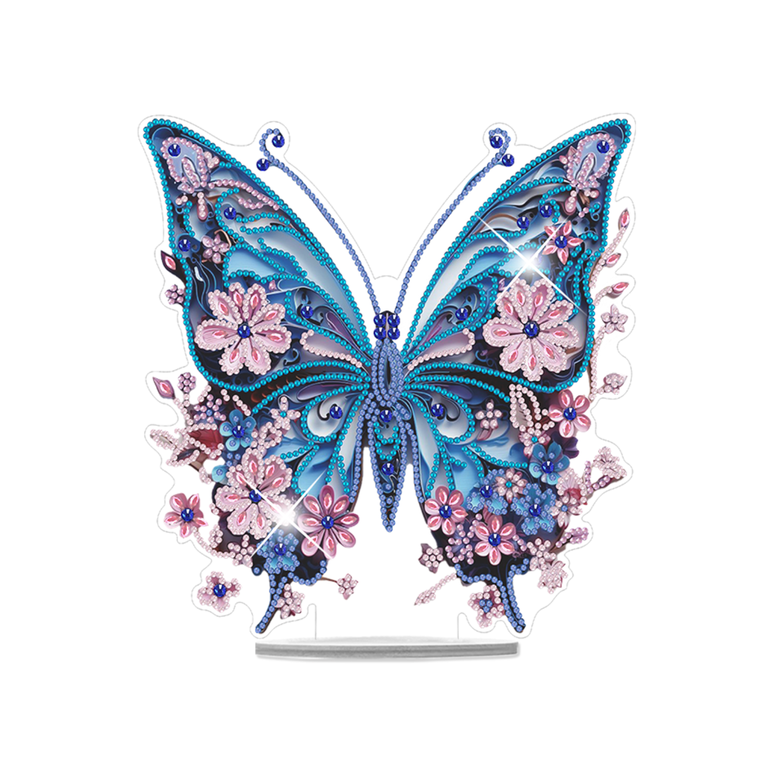 Papillon Bleu Poétique – Objet Décoratif sur Pied