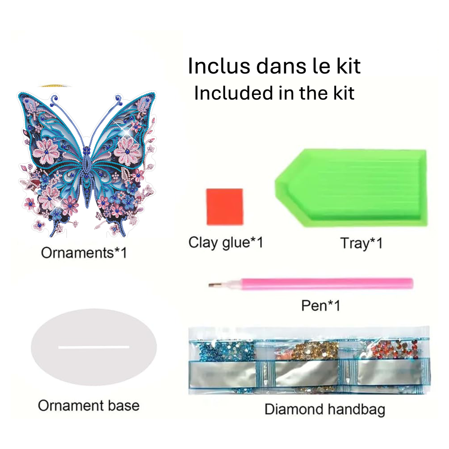 Papillon Bleu Poétique – Objet Décoratif sur Pied