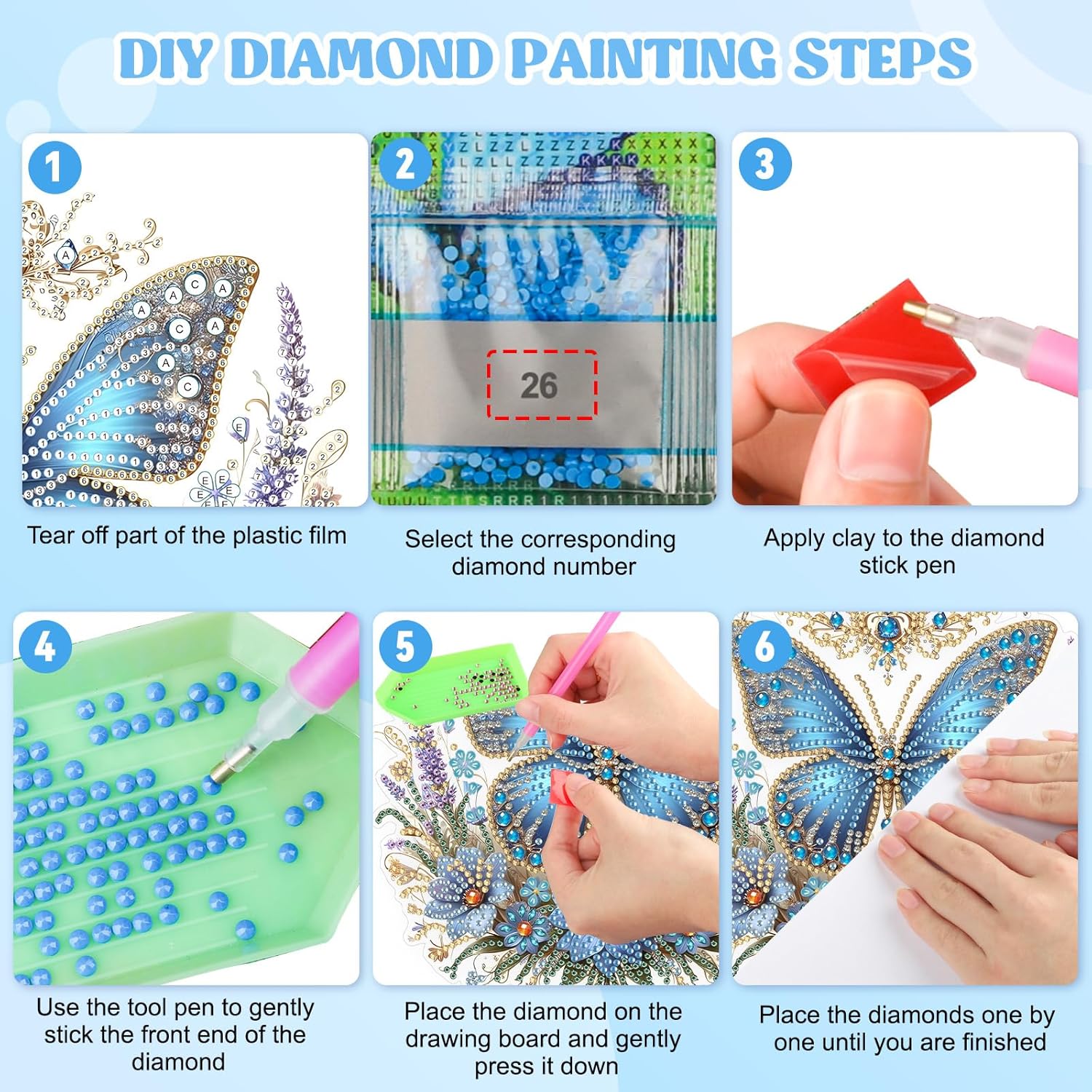 Royal Blue Butterfly – Diamond Painting Hanging Decoration