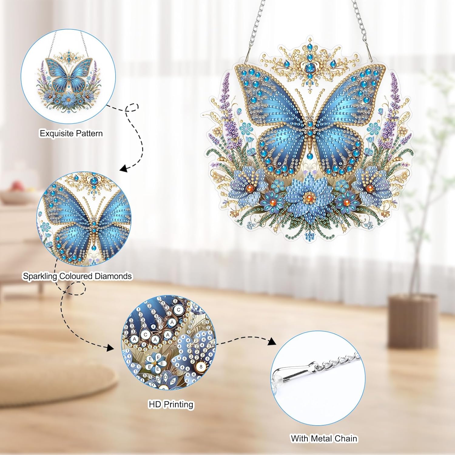 Royal Blue Butterfly – Diamond Painting Hanging Decoration