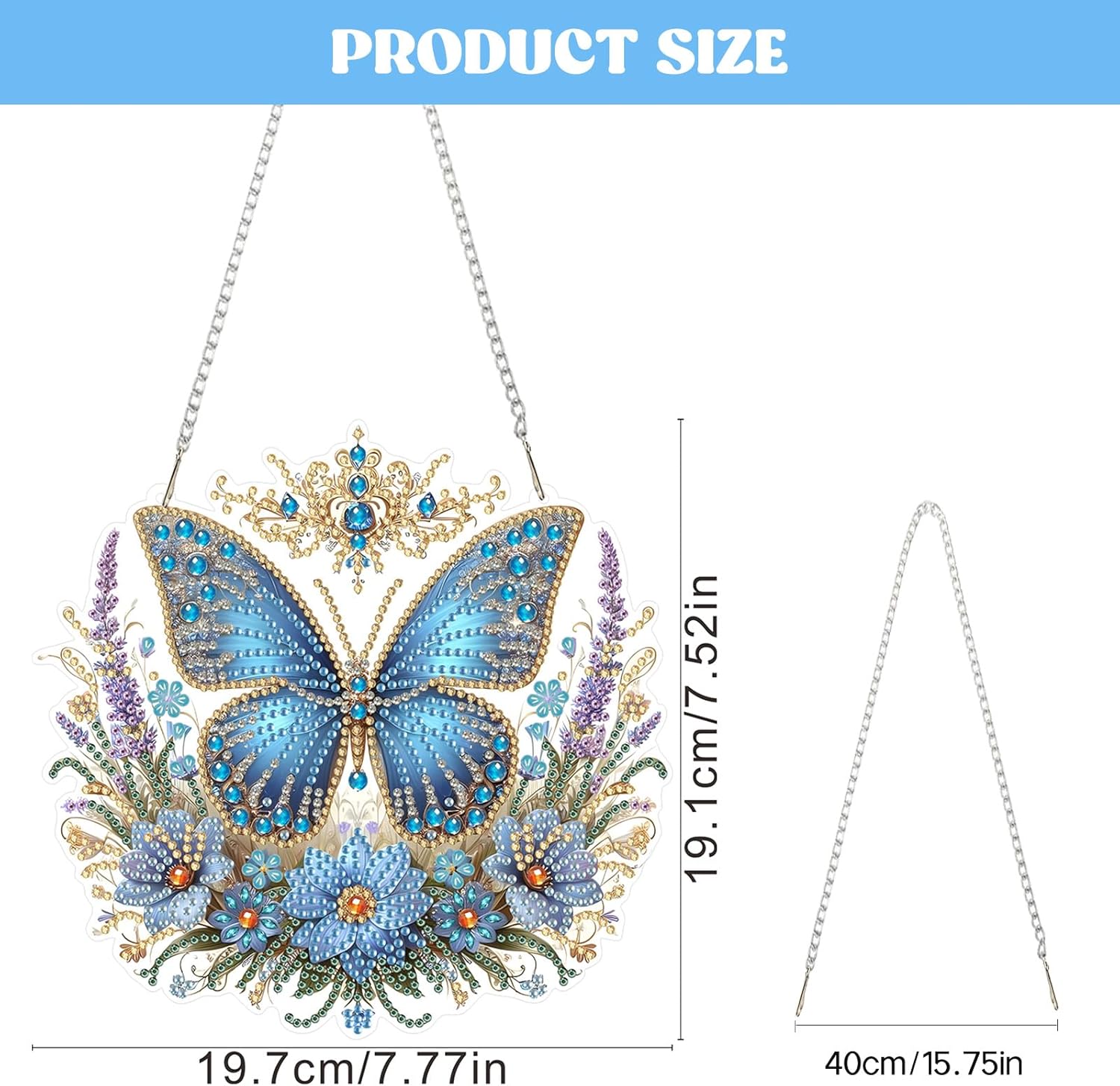 Royal Blue Butterfly – Diamond Painting Hanging Decoration