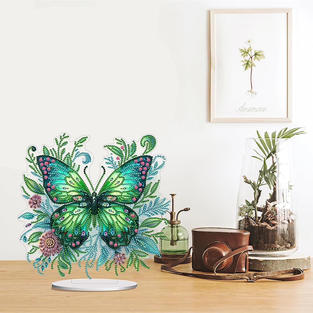 Papillon Émeraude – Objet Décoratif sur Pied