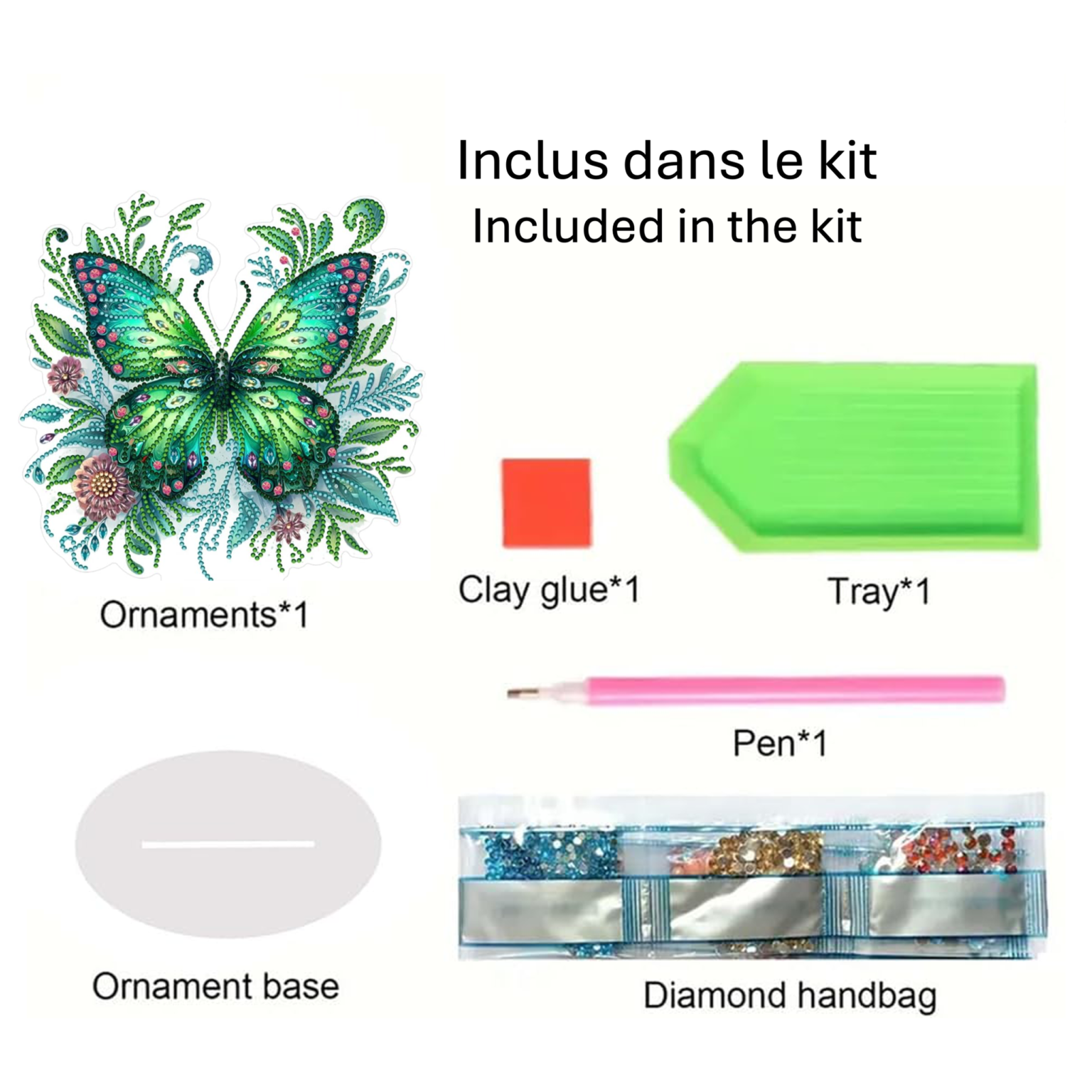 Papillon Émeraude – Objet Décoratif sur Pied