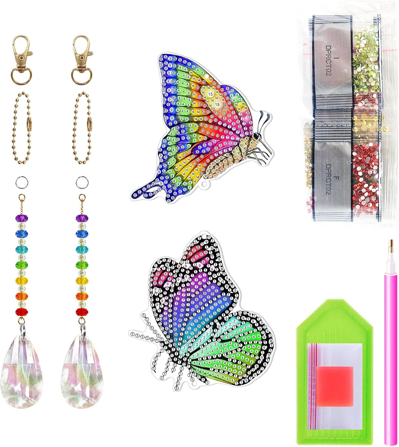 Set of 2 Rainbow Butterfly Suncatchers