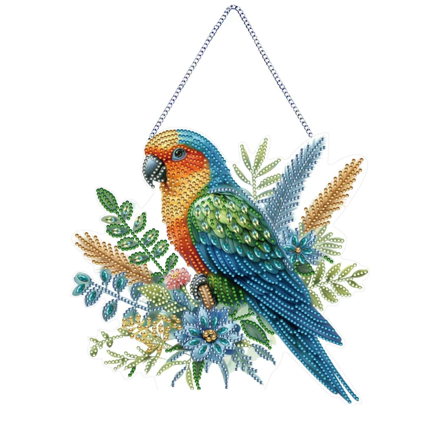 Perroquet Exotique – Suspension en Broderie Diamant