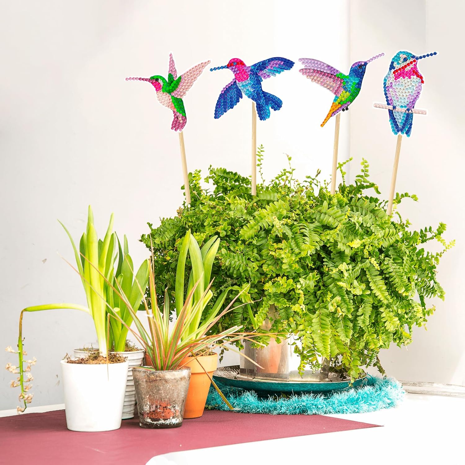 Set de 10 Colibris Multicolores – Ornements pour Plantes