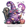 Sorcier Violet et Citrouilles Lumineuses – Objet Décoratif sur Pied
