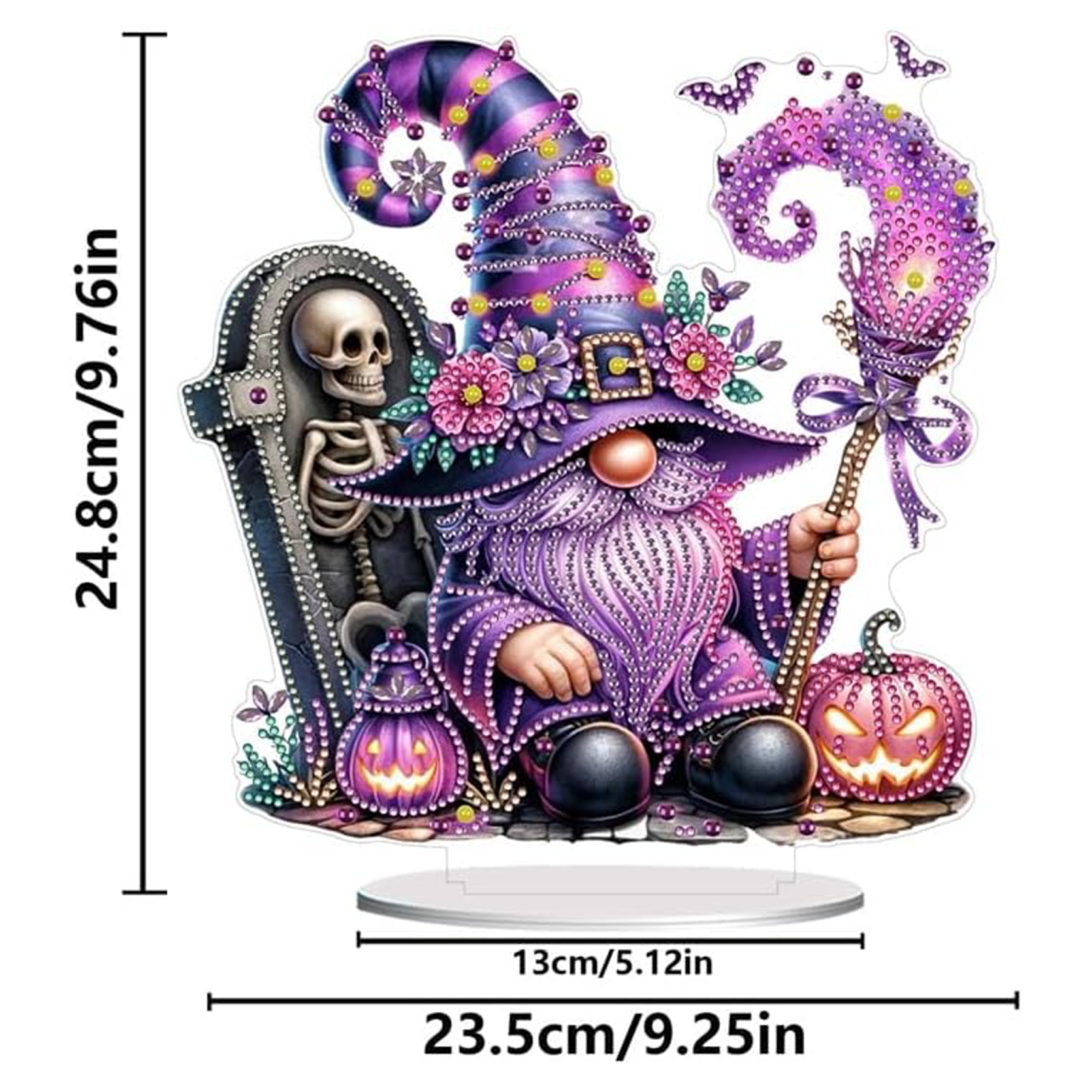 Violet Wizard and Luminous Pumpkins – Standing Decorative Item